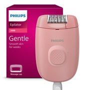 PHILIPS epilator Series 2000 front view showing compact design and power cord benefit