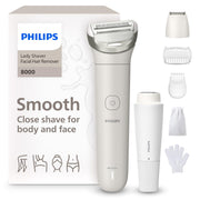 Philips lady shaver front view showing ergonomic grip and compact shape for easy handling