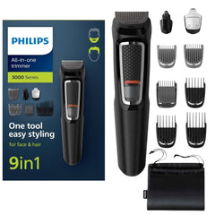 Philips Norelco front view showing trimmer and ergonomic grip benefit portability