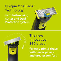Philips Norelco OneBlade with 5-in-1 comb attached for consistent 1–5mm stubble trimming benefit