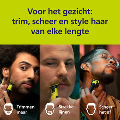 PHILIPS OneBlade 360 blade flexing to follow facial contours for precise grooming