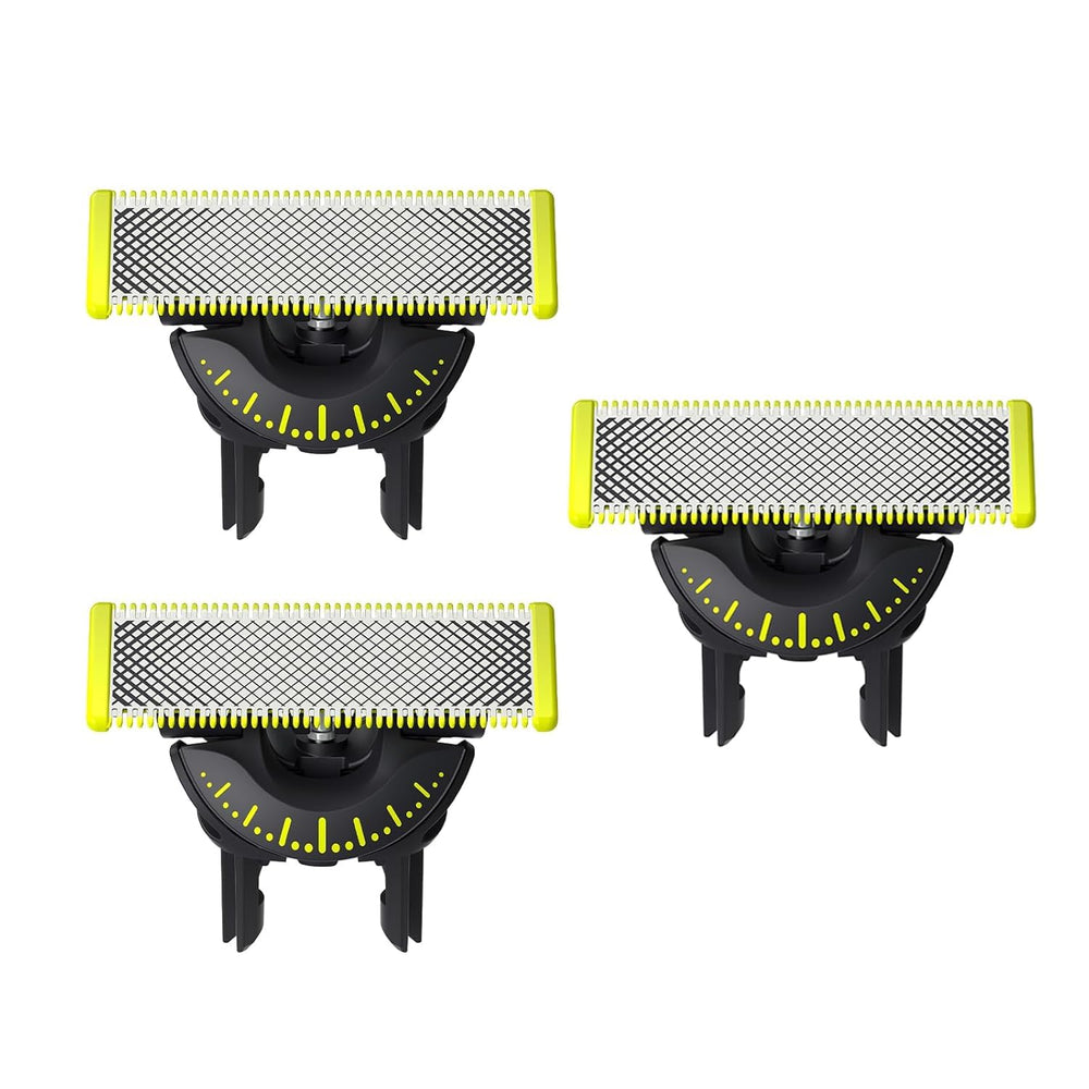 PHILIPS OneBlade front packaging showing the 3-pack and model QP430/60, clear replacement benefit