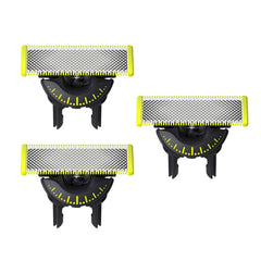 PHILIPS OneBlade front packaging showing the 3-pack and model QP430/60, clear replacement benefit