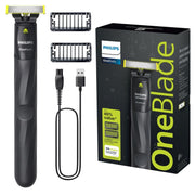 PHILIPS OneBlade front view showing compact design and ergonomic grip for easier grooming