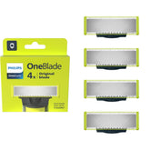 PHILIPS oneblade packaging front view showing pack of four for easy replacement
