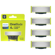 PHILIPS oneblade packaging front view showing pack of four for easy replacement