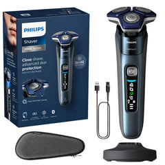PHILIPS shaver front view showing ergonomic design and silver finish for comfortable handling