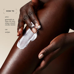 philosophy pump dispensing lotion onto hand, demonstrates easy application benefit