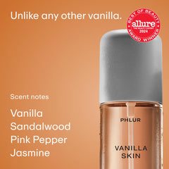 PHLUR Caramel Skin being sprayed on skin demonstrating quick refresh