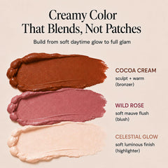 Phoenix Beauty Wild Rose blush stick texture shot demonstrating buildable mauve-rose payoff