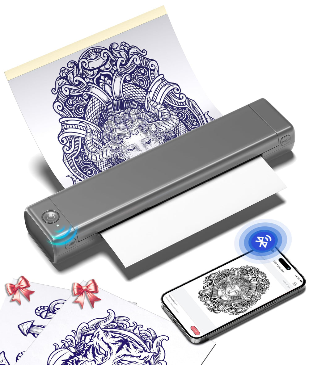 Phomemo M08F front view showing compact design and portability benefits
