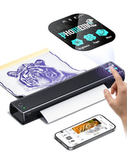Phomemo M08F Plus front view showing compact design and controls, improving portability
