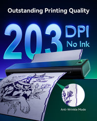 Phomemo M08F printing a tattoo stencil on transfer paper for clean transfers