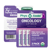 PhysAssist front packaging showing three organic lip balms for everyday hydration