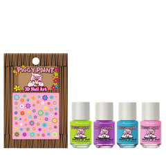 Piggy Paint four mini bottles displayed to show included colors and variety