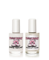 Piggy Paint shine topcoat bottle front delivering glossy shine benefit
