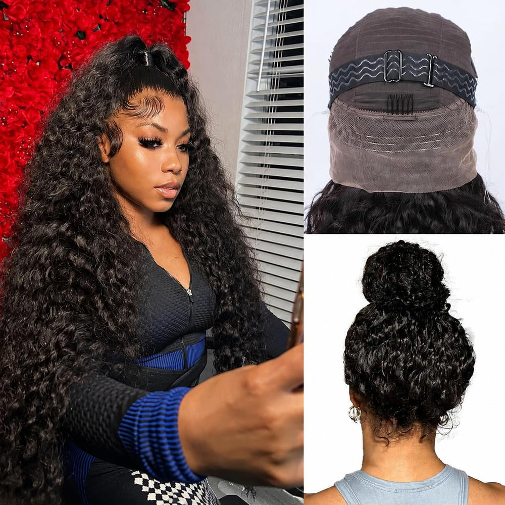 PIOGH front view of 26 inch wig showcasing natural hairline and volume
