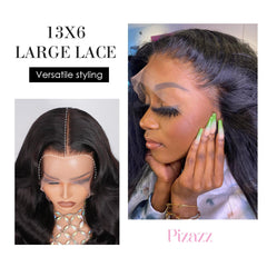 Pizazz body wave texture close-up showing soft bounce and shine benefit