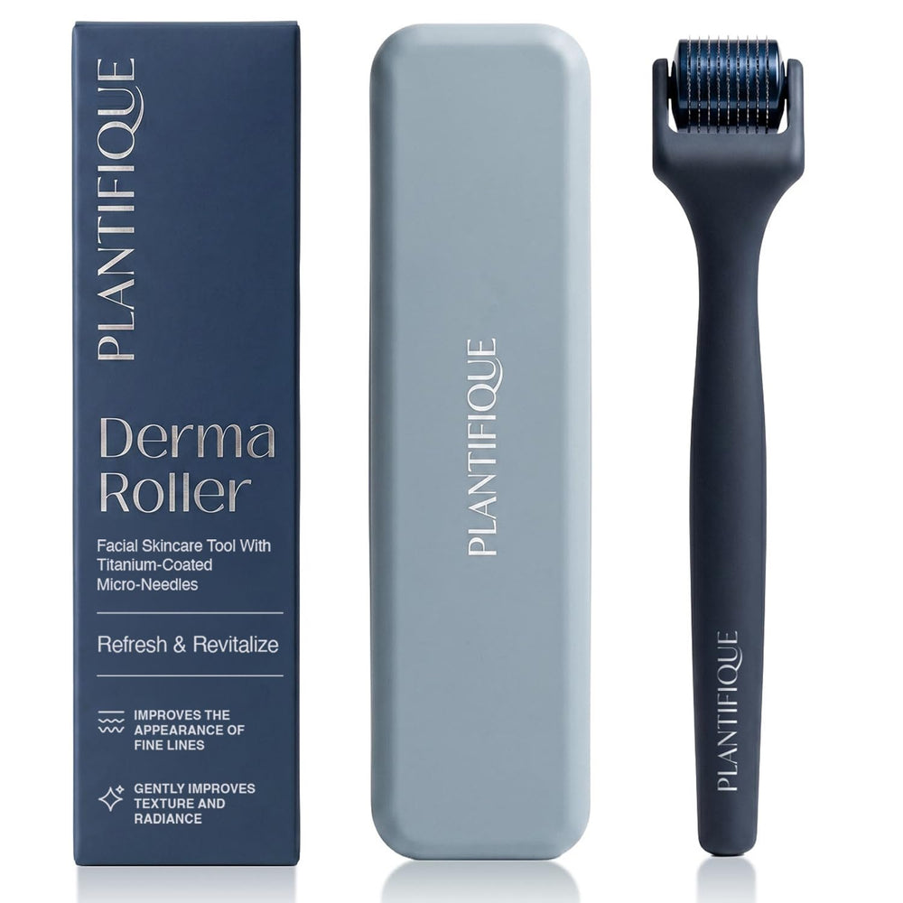 PLANTIFIQUE front view of derma roller showing compact design and ergonomic handle benefit