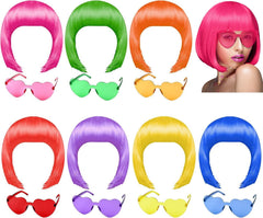PLULON front view of full 14-piece set showing wigs and glasses for easy selection