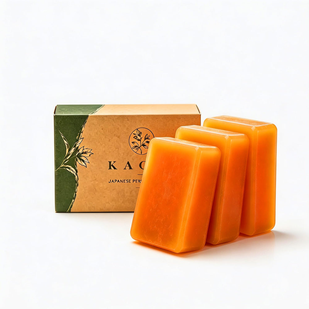 Plymun Kaori persimmon soap front packaging showing product identity and freshness