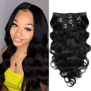 Pobokix front packaging showing 18-inch body wave extensions and benefits