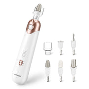 POLAMD front view of white cordless nail drill kit showing complete contents and portability