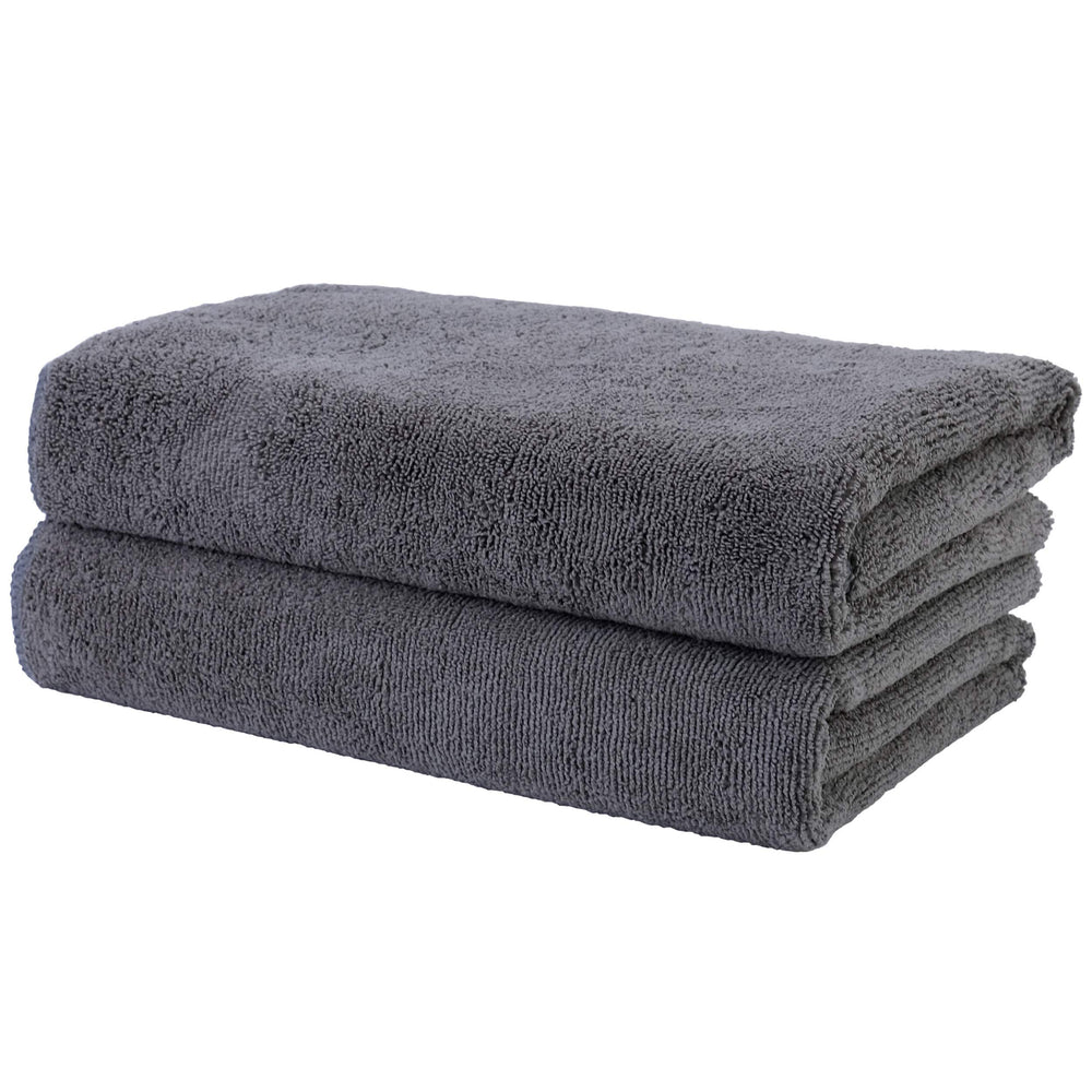 POLYTE front view of two-pack towels showing size and plush benefit