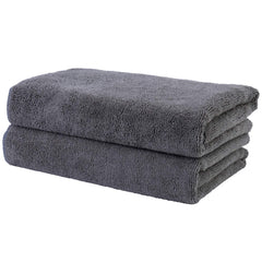 POLYTE front view of two-pack towels showing size and plush benefit