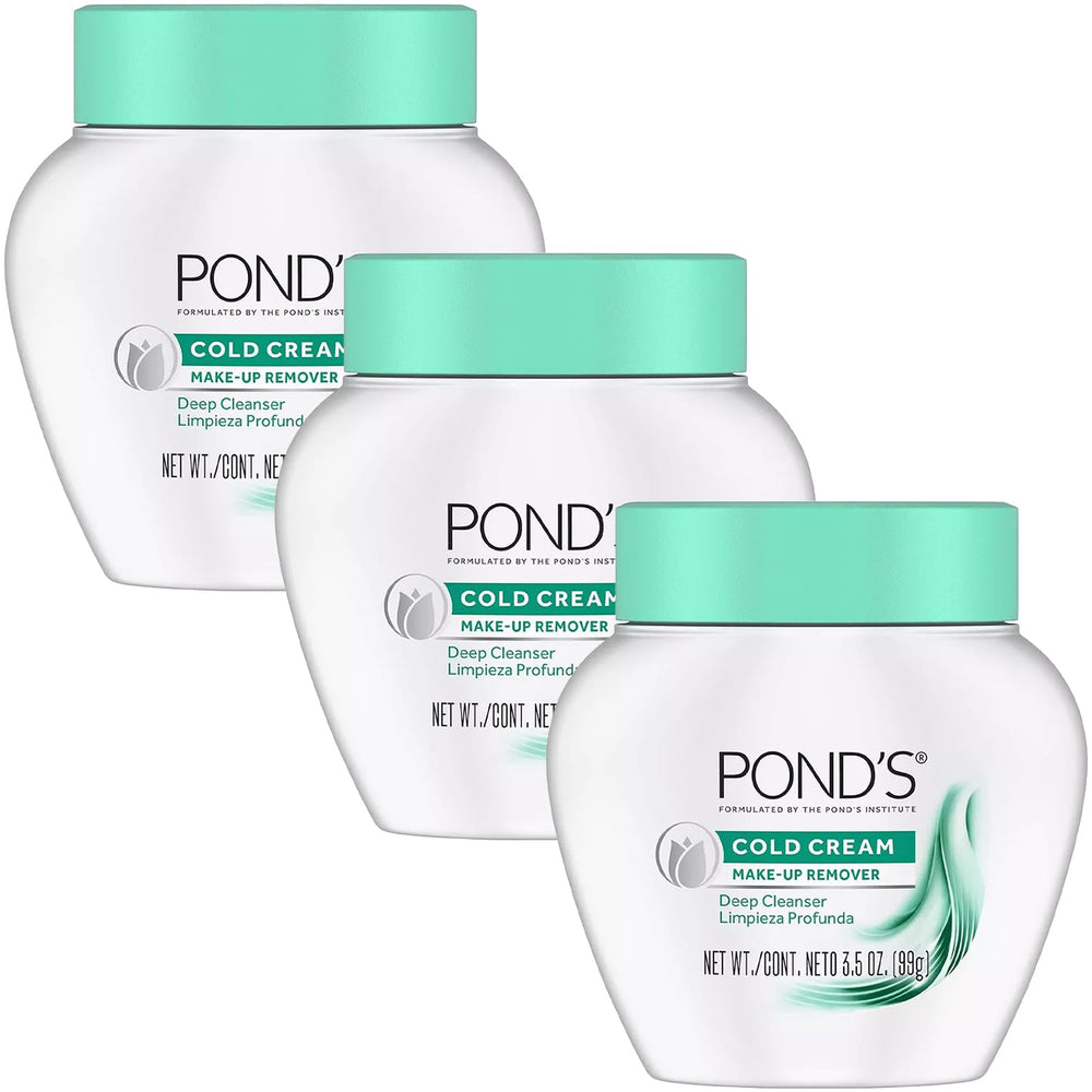 POND'S front packaging showing three tubs and clear product identity and convenience