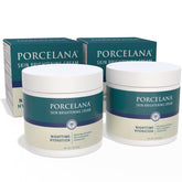 Porcelana front packaging showing jars and label, promotes brightening