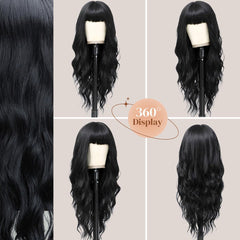 POUWENEY back detail displaying full 26-inch wavy length for elegant coverage