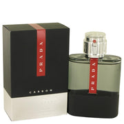 Prada Luna Rossa CARBON front bottle view showing sleek design and scent identity