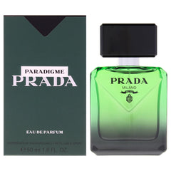 Prada Paradigme bottle front view showing sleek design and immediate sophistication