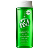 Prell front packaging showing bottle and label, clear benefit of recognizable brand
