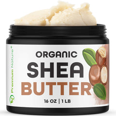 Premium Nature front jar showing clean packaging and organic shea butter benefits