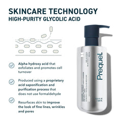 Prequel glycolic bottle beside sink showing convenience for daily routines