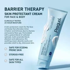 Prequel cream texture closeup highlighting smooth, lightweight formula for quick absorption