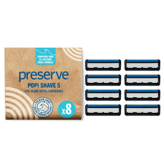 Preserve POPi refill front packaging showing eight cartridges and convenience benefit