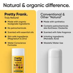 Pretty Frank deodorant stick open to reveal smooth balm for easy one-to-two swipe application