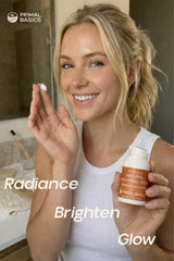 Primal Basics serum drop macro highlighting stable THD Ascorbate and deep penetration