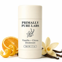 Primally Pure stick front view showing compact travel size and clean design