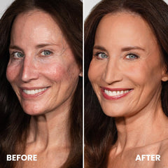Prime Prometics open dispenser next to creamy texture demonstrating blendability