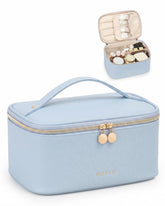 Prite blue front view showing compact stylish travel-ready organizer