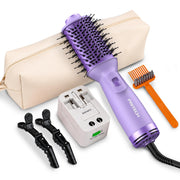 PRITECH front view of mini hot air brush showing compact design and travel readiness