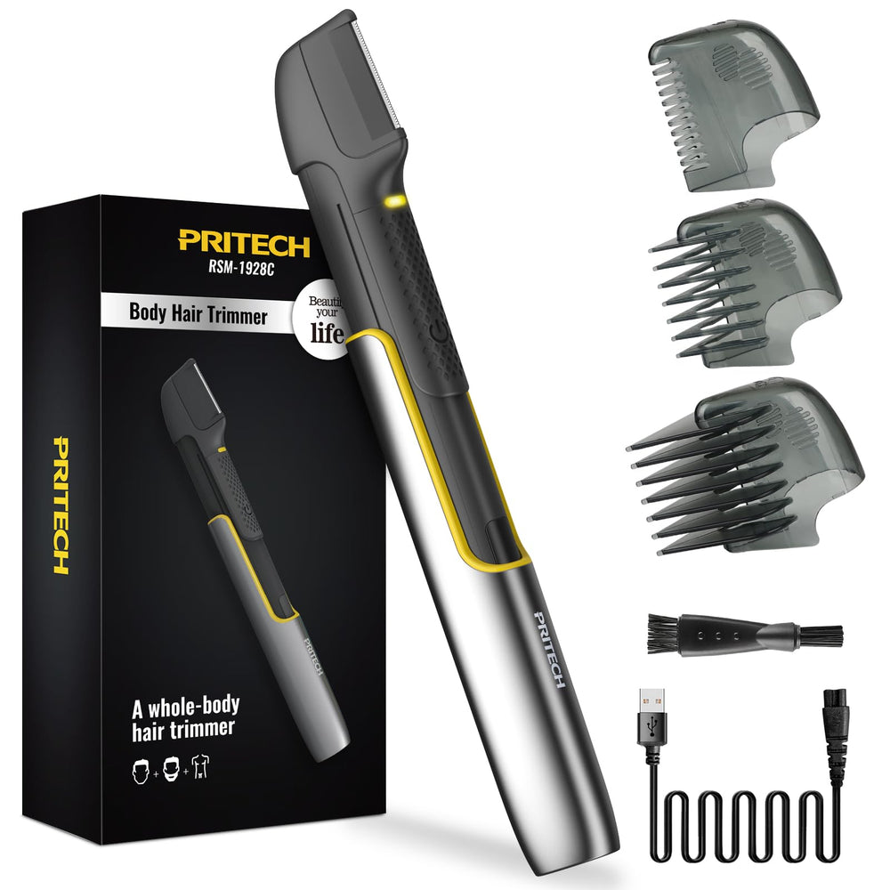 PRITECH front view showing device and packaging, highlights portability and convenience