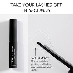 Pro Lash remover applied to lash line with microbrush demonstrating gentle, fast breakdown