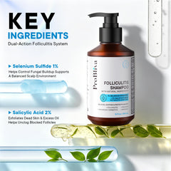 ProBliva shampoo pouring into palm showing controlled dosing and usage