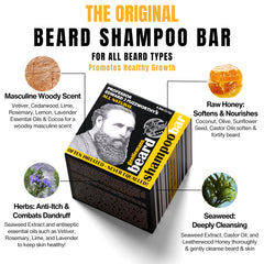PROFESSOR EDWARD J FUZZWORTHY'S beard shampoo lather in hands showing effective cleaning benefit