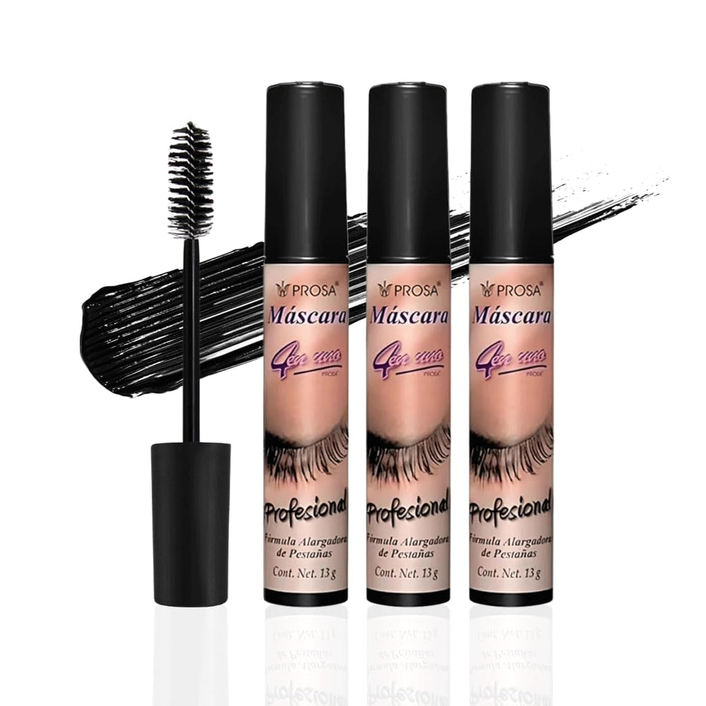 Prosa front packaging showing three mascaras and gift-ready design benefit